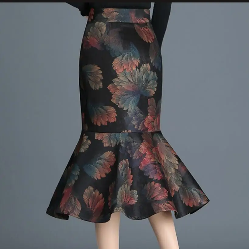 plus size 4XL 2018 winter Warm Wool Skirts Women Fashion Print Vintage High Waist Woolen mermaid trumpet skirt 
plus size 4XL 2018 winter Warm Wool Skirts Women Fashion Print Vintage High Waist Woolen mermaid trumpet skirt