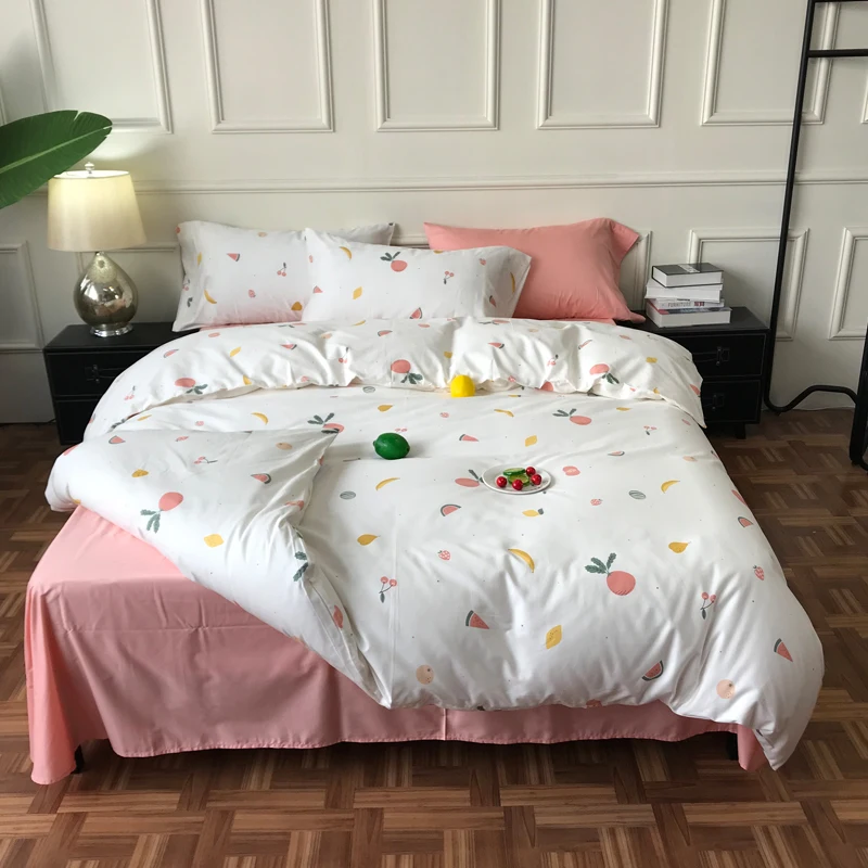 iDouillet White & Pink Fruits Print Duvet Cover Pillowcases Bed Flat Sheet Set 100% Cotton Bedding Queen King Size Home Decor
iDouillet White & Pink Fruits Print Duvet Cover Pillowcases Bed Flat Sheet Set 100% Cotton Bedding Queen King Size Home Decor