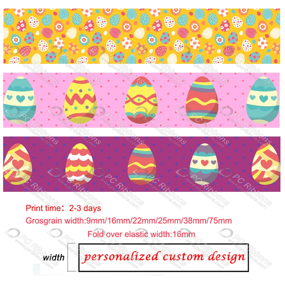 Custom Cartoon Easter Eggs printed grosgrain ribbon print fold over ealstic DIY bows ribbons Party decoration tape 50 yards
Custom Cartoon Easter Eggs printed grosgrain ribbon print fold over ealstic DIY bows ribbons Party decoration tape 50 yards