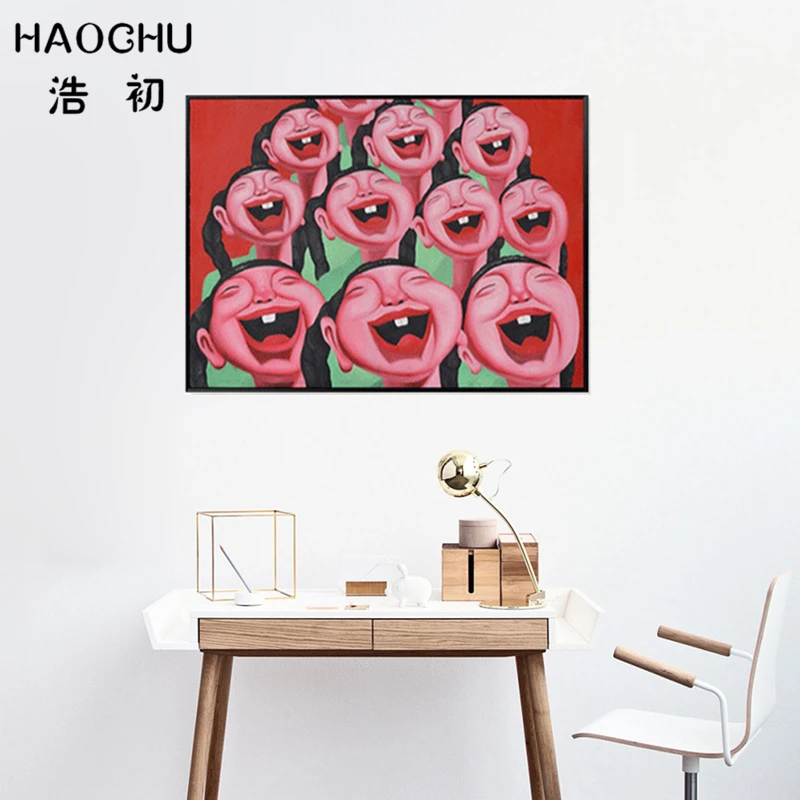 Современное художественное украшение HAOCHU смешная Картина на холсте с