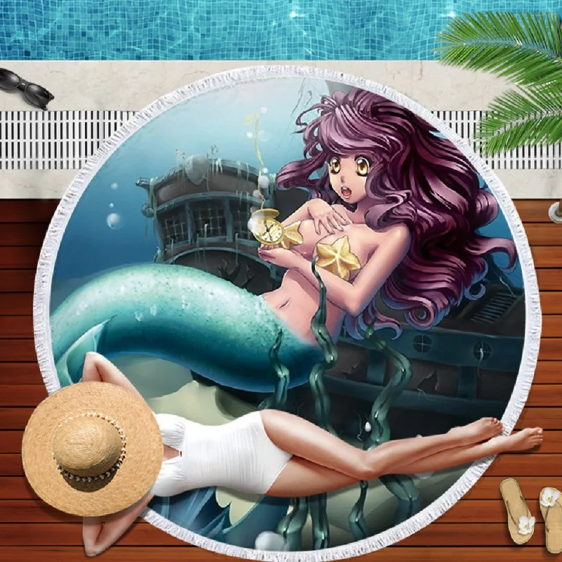 Mermaid Pattern Printed Round Beach Towel 150*150 Microfiber Tassel Living Room Wall Hanging Tapestry Plush Yoga Mat
Mermaid Pattern Printed Round Beach Towel 150*150 Microfiber Tassel Living Room Wall Hanging Tapestry Plush Yoga Mat