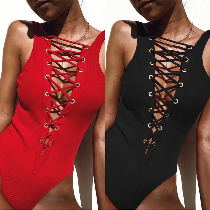 Bandage Swimwear One-piece Swimsuit Woman 2019 Mujer Women's Swimming Suit Lace Up Women Bathing Suit Solid Black Red Bodysuit
Bandage Swimwear One-piece Swimsuit Woman 2019 Mujer Women's Swimming Suit Lace Up Women Bathing Suit Solid Black Red Bodysuit