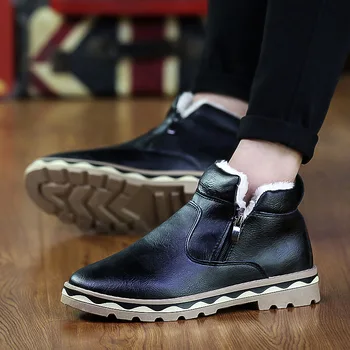 Pu Leather Zipper Snow Boots Black Martin with Fur Plush Winter Warm Martin British Solid Casual High Top Men Shoes Snowboots
Pu Leather Zipper Snow Boots Black Martin with Fur Plush Winter Warm Martin British Solid Casual High Top Men Shoes Snowboots