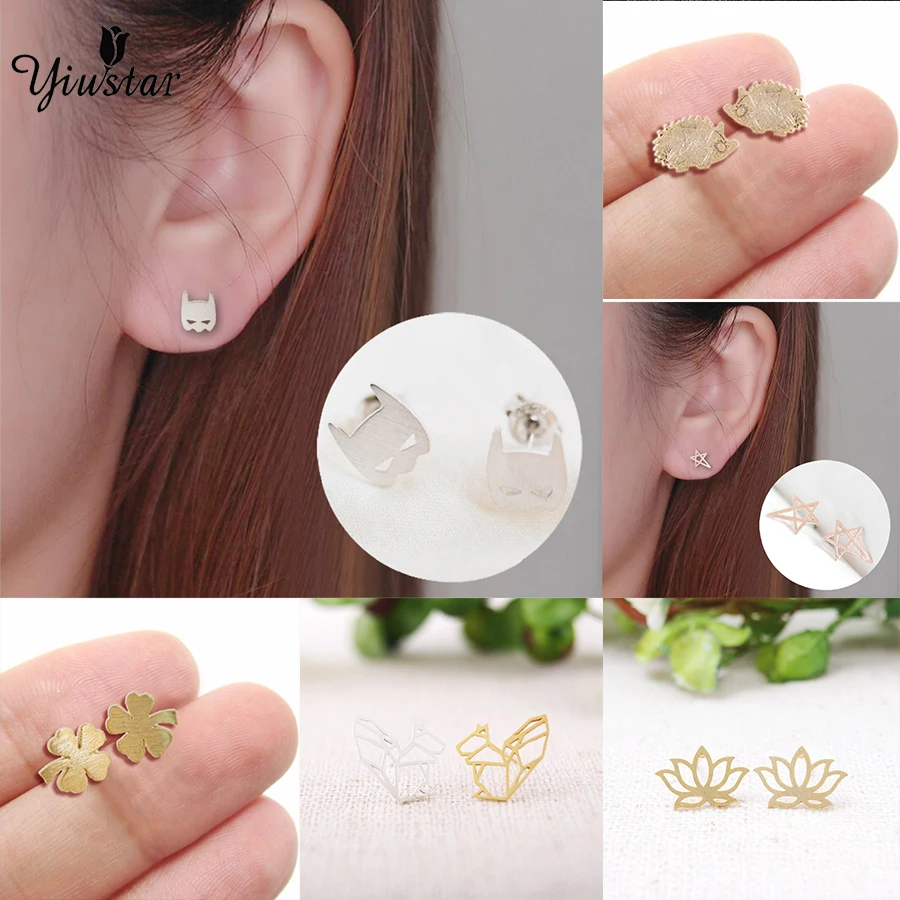 yiustar Gold Copper Hedgehog batman Origami Squirrel funky Star Stud Earrings Somic Heros Leaves Stud for Female Jewelry Bijoux
yiustar Gold Copper Hedgehog batman Origami Squirrel funky Star Stud Earrings Somic Heros Leaves Stud for Female Jewelry Bijoux