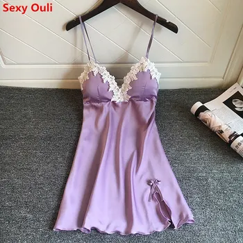 Women Nightgowns Silk Spaghetti Strap Night Shirts Sleeping Shirt with Chest Pads Satin Sleepwear Nightgowns
Women Nightgowns Silk Spaghetti Strap Night Shirts Sleeping Shirt with Chest Pads Satin Sleepwear Nightgowns