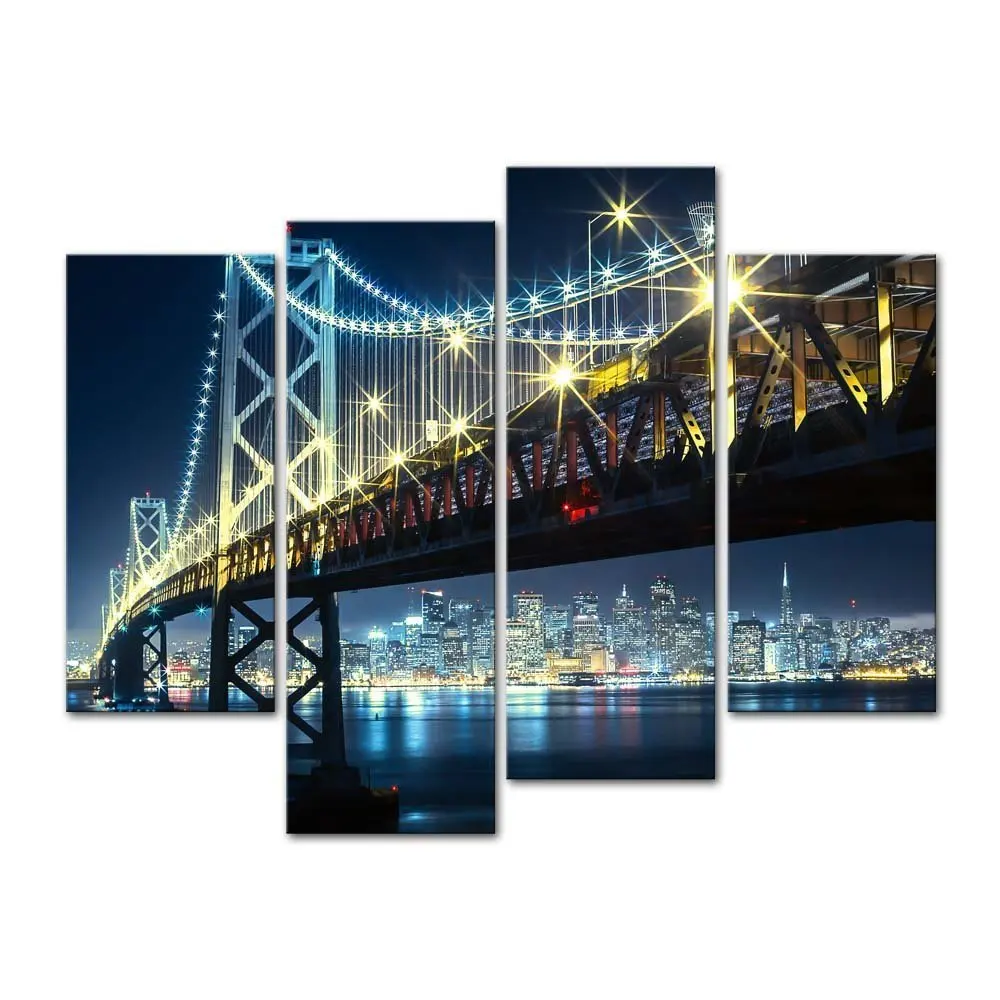 4 panel City Bridge Landscape Oil Canvas Painting Nightscape Decor Wall Art Pictures For Living Room
4 panel City Bridge Landscape Oil Canvas Painting Nightscape Decor Wall Art Pictures For Living Room