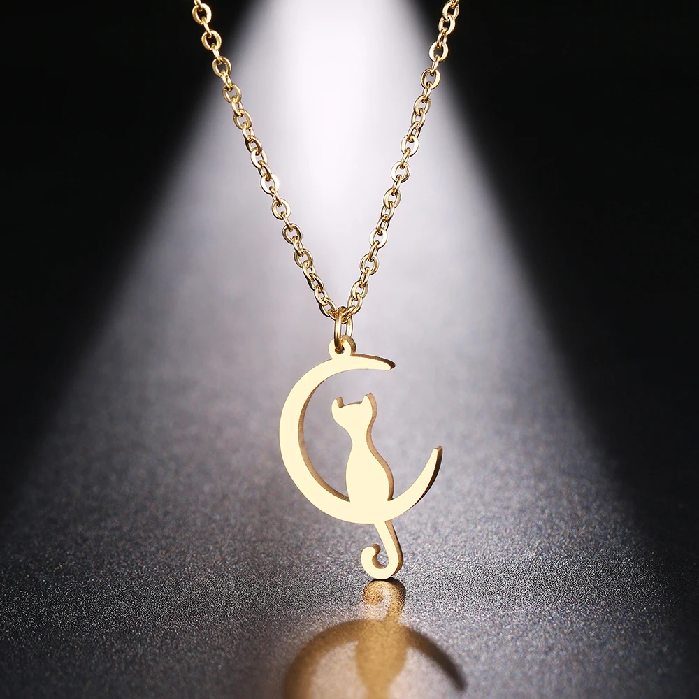 DOTIFI Stainless Steel Necklace For Women Man Cat Moon Pendant Gold And Silver Color Pendant Necklace Engagement Jewelry
DOTIFI Stainless Steel Necklace For Women Man Cat Moon Pendant Gold And Silver Color Pendant Necklace Engagement Jewelry