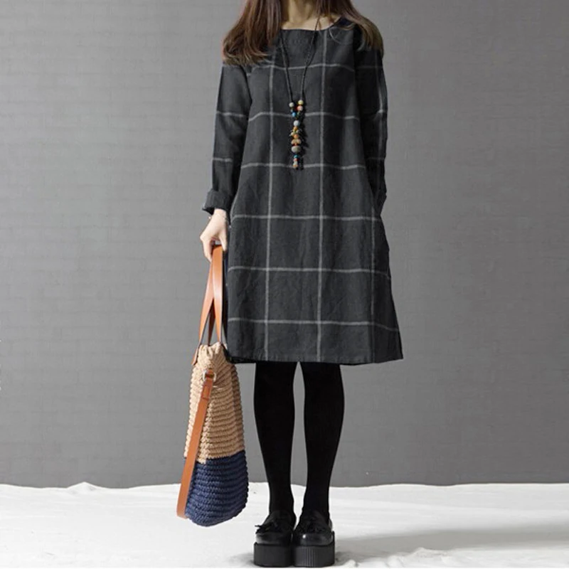 ZANZEA Winter Dress Vestidos 2019 Women Check Plaid Dress Long Sleeve Cotton Linen Knee-length Casual Shirt Dresses Robe Mujer
ZANZEA Winter Dress Vestidos 2019 Women Check Plaid Dress Long Sleeve Cotton Linen Knee-length Casual Shirt Dresses Robe Mujer