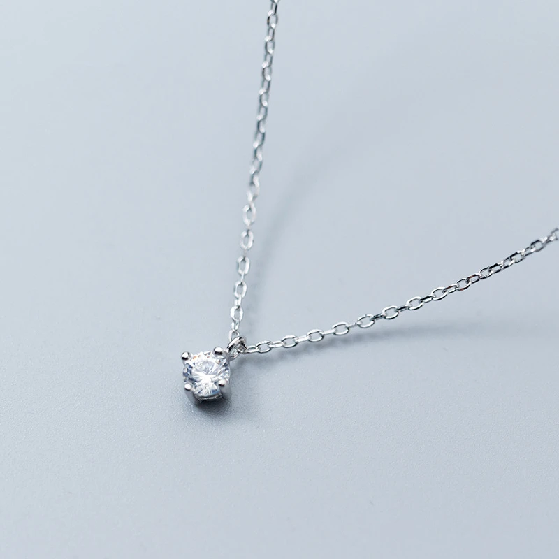 Pure 925 Sterling Silver Round Pendant Necklace for Women Clear Crystal Zircon Stone Link Chain Clavicle GIft for Ladies 2019
Pure 925 Sterling Silver Round Pendant Necklace for Women Clear Crystal Zircon Stone Link Chain Clavicle GIft for Ladies 2019