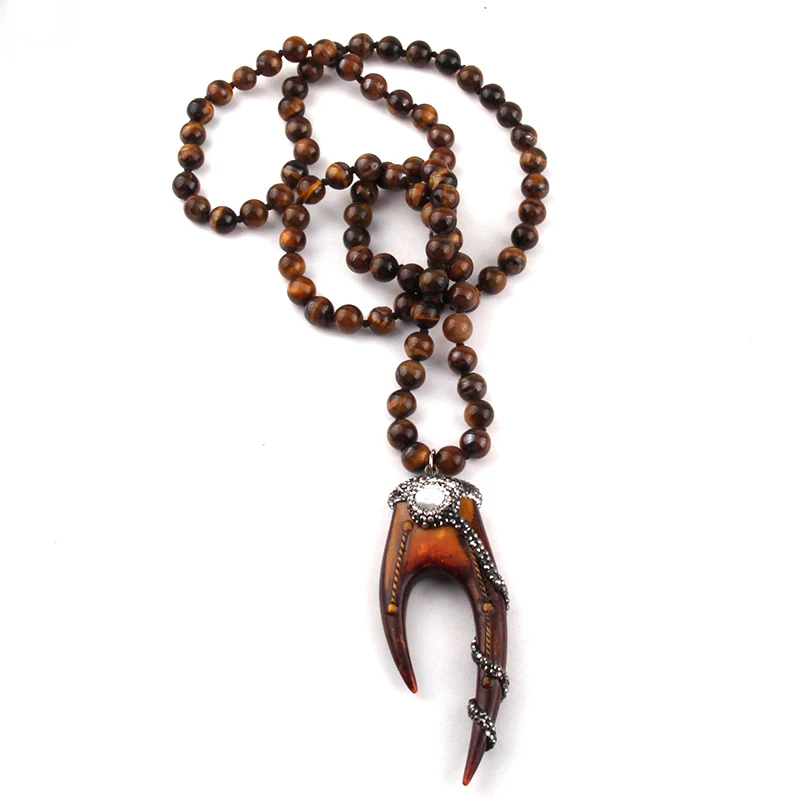 MOODPC Fashion Bohemian Jewelry 8mm Bead Stones Long Knotted Handmade Paved Teeth Pendant Necklaces For Women Jewelry
MOODPC Fashion Bohemian Jewelry 8mm Bead Stones Long Knotted Handmade Paved Teeth Pendant Necklaces For Women Jewelry