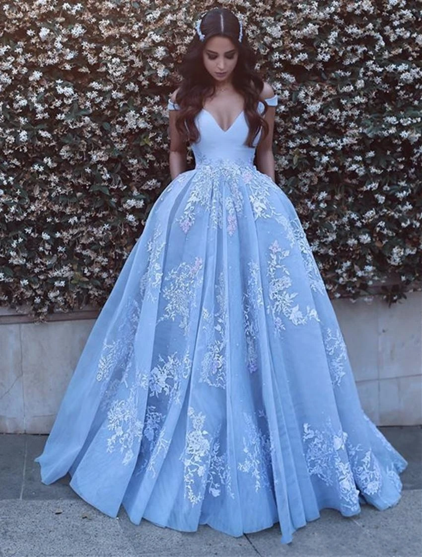 2019 Newest Sky Blue Arabic Dubai V-neck Prom Dresses Aplliques Lace Prom Dress Evening Party Gowns Vestido de Festa Custom
2019 Newest Sky Blue Arabic Dubai V-neck Prom Dresses Aplliques Lace Prom Dress Evening Party Gowns Vestido de Festa Custom