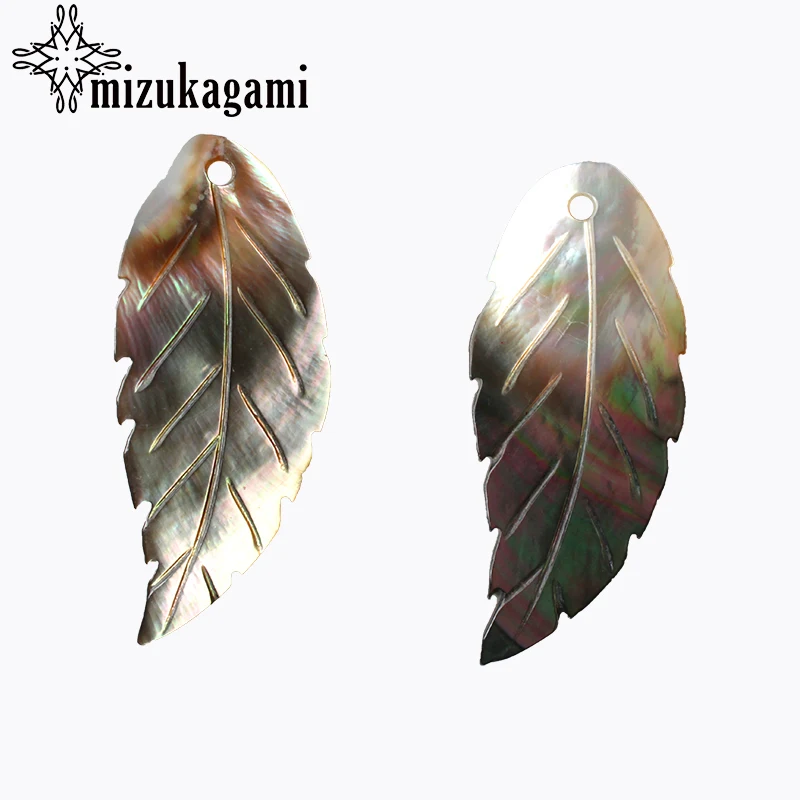 

1pcs/lot 20*46mm 2017 New Fashion Jewelry Natural Bead Natural Freshwater Shell Hand-Carved Leaf For DIY Jewelr Finding Beads