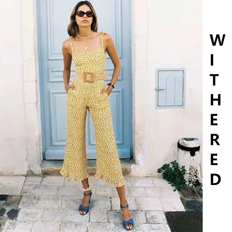 Withered prairie chic vintage floral Daisy Printing elastic spaghetti strap jumpsuit women combinaison femme combinaison femme
Withered prairie chic vintage floral Daisy Printing elastic spaghetti strap jumpsuit women combinaison femme combinaison femme