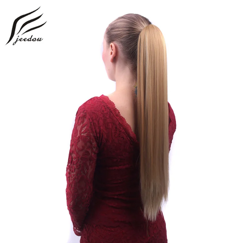 

jeedou Straight Synthetic Ponytails Hair Extensions Long Claw Ponytail 22" 55cm 130g Black Brown Blonde Color Women's Hairpieces