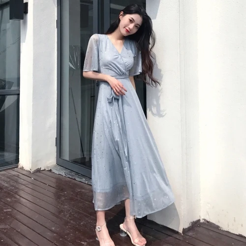 V-neck Solid Ankle-length Women Dress A-line Short Sleeves Slim Waist Vestido Sweet Womens Dresses With Stars Brief
V-neck Solid Ankle-length Women Dress A-line Short Sleeves Slim Waist Vestido Sweet Womens Dresses With Stars Brief