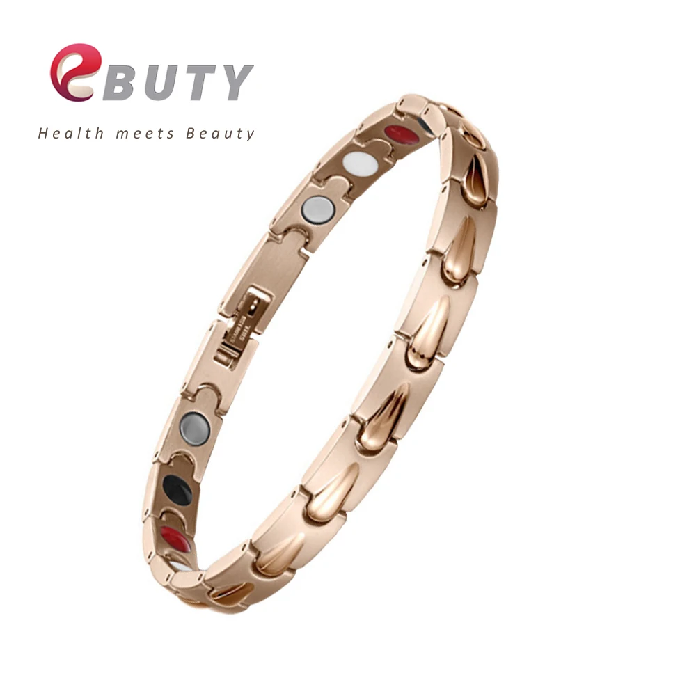 EBUTY Female Bracelets Rose Gold Magnet Stainless Steel Bracelet Bangle Fashion Jewelry Women Germanium FIR Ball with Gift Box
EBUTY Female Bracelets Rose Gold Magnet Stainless Steel Bracelet Bangle Fashion Jewelry Women Germanium FIR Ball with Gift Box