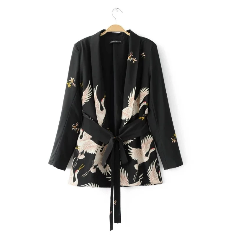 2017 new Fashion Women Red Crowned Crane printing Kimono style jacket Casual Long sleeve Coat Vintage Knotted belt Loose Tops
2017 new Fashion Women Red Crowned Crane printing Kimono style jacket Casual Long sleeve Coat Vintage Knotted belt Loose Tops