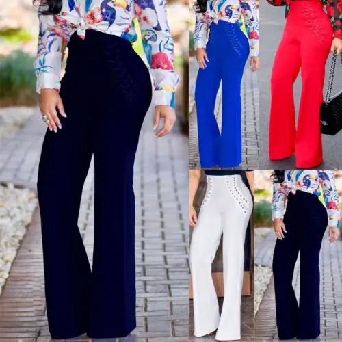 Women Palazzo High Waist Wide Leg Ol Career Solid Long Pants Button Casual Trousers
Women Palazzo High Waist Wide Leg Ol Career Solid Long Pants Button Casual Trousers