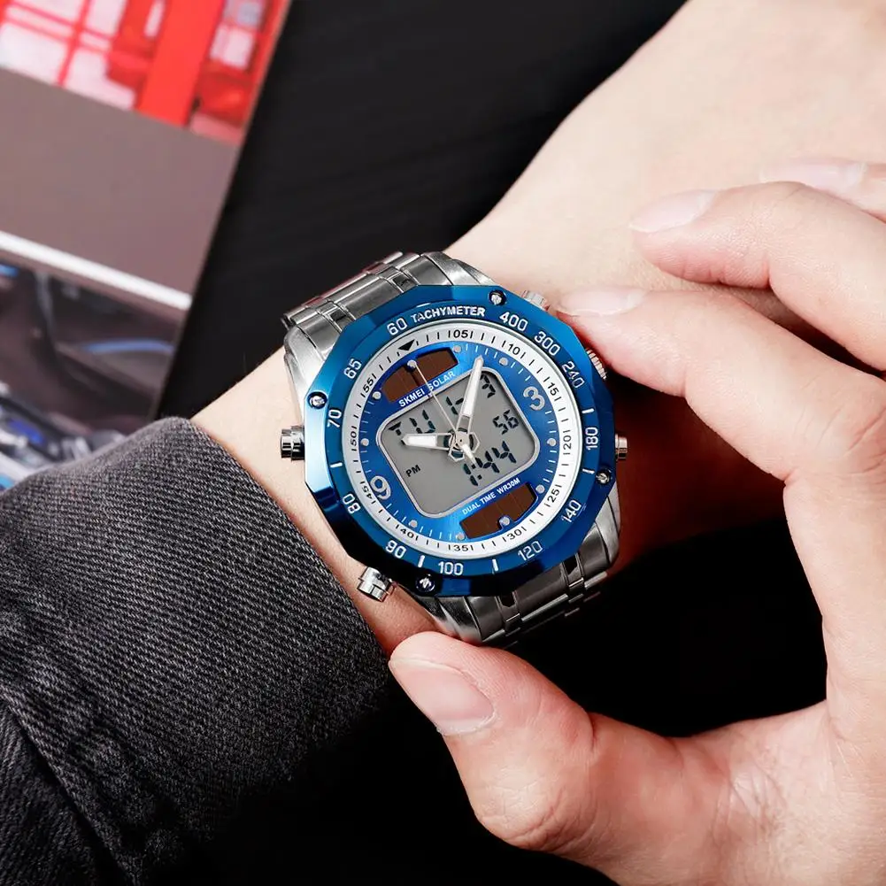 Innovative Men's Electronic Watch For Skmei Solar Dual Display Round Watch Steel Belt Sports Outdoor 30m Waterproof Bright LED
Innovative Men's Electronic Watch For Skmei Solar Dual Display Round Watch Steel Belt Sports Outdoor 30m Waterproof Bright LED