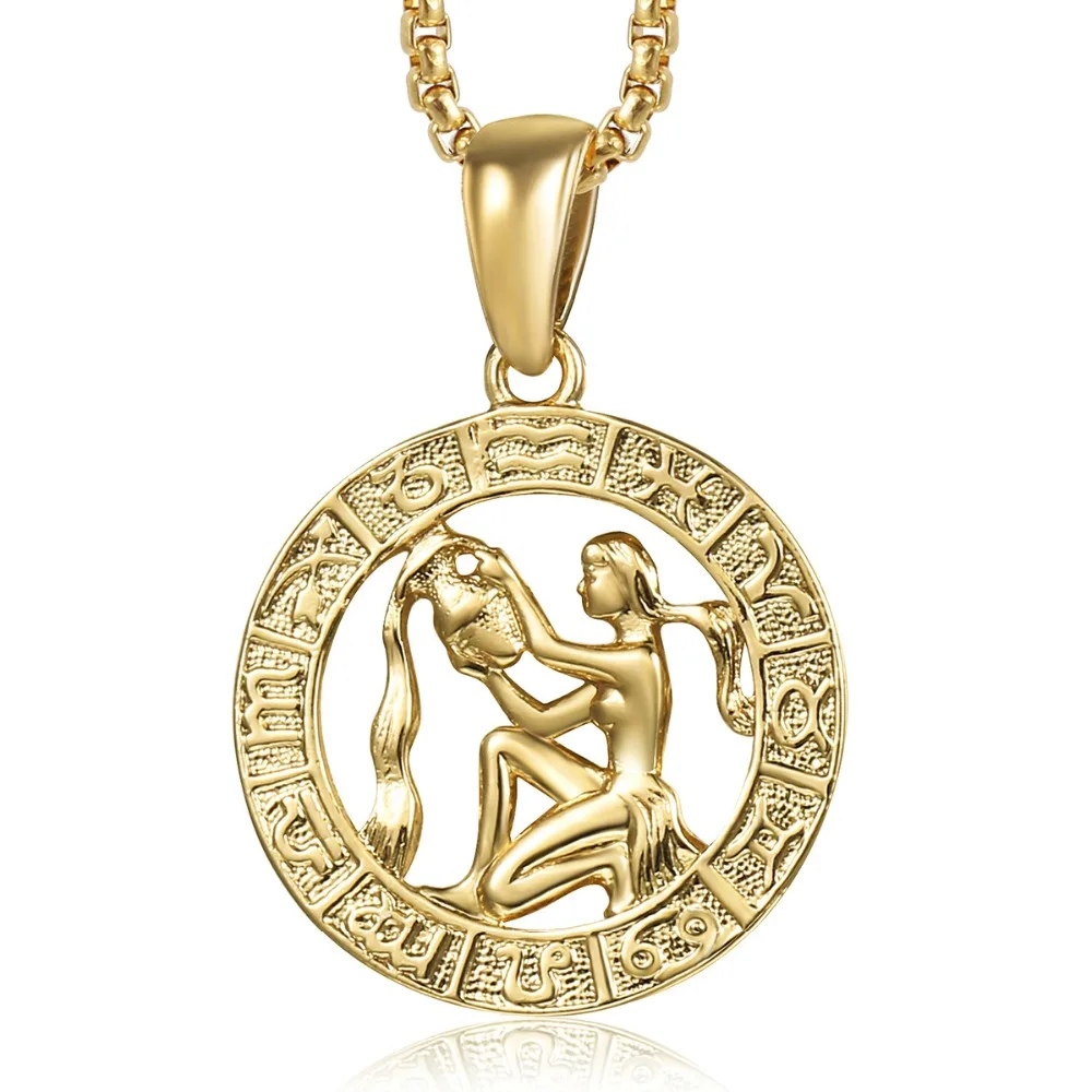 Модное ожерелье со знаками Зодиака для женщин и мужчин с золотой подвеской