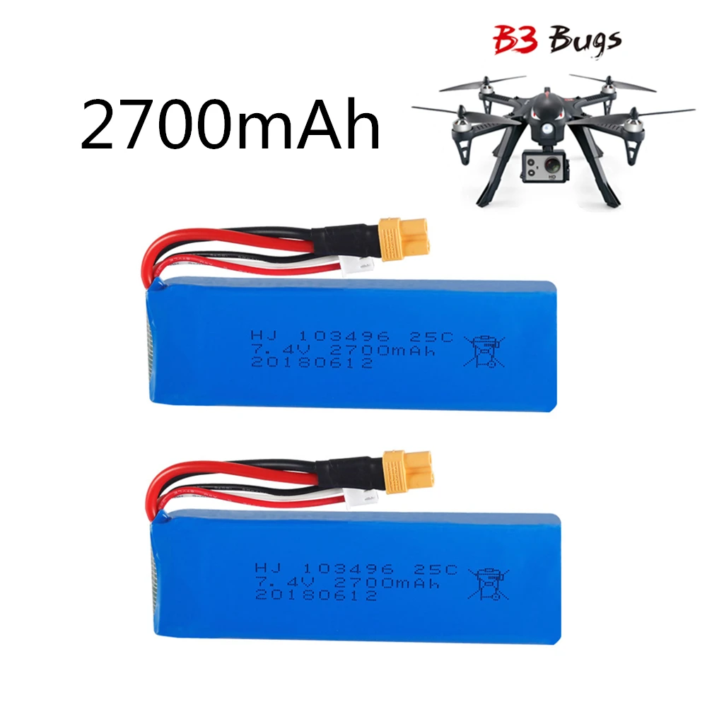 Super upgrade 7.4V 25C 2700mAh Battery Rechargeable MJX Bugs 3 RC Quadcopter Spare Parts Lipo Battery 7.4v 2700mah
Super upgrade 7.4V 25C 2700mAh Battery Rechargeable MJX Bugs 3 RC Quadcopter Spare Parts Lipo Battery 7.4v 2700mah
