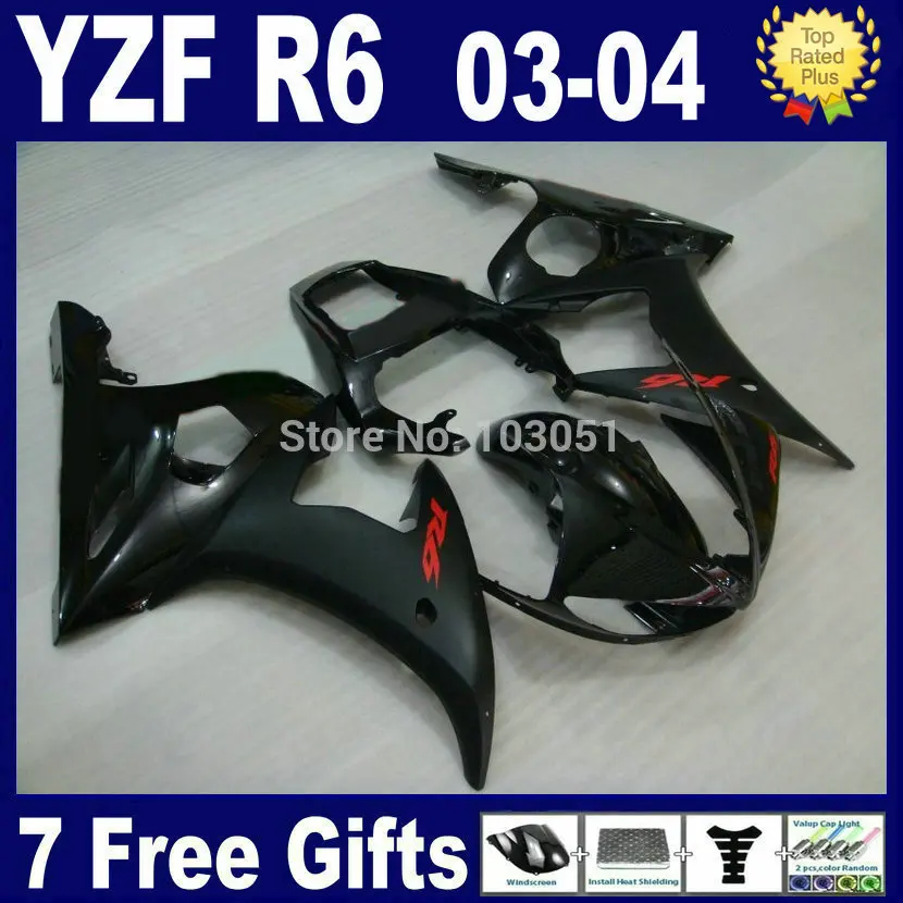 

Custom Road race moto fairings For Yamaha YZF 2003 2004 R6 R YZF R6 03 04 05 plastics matte black aftermarket fairing kits