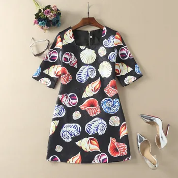 Women Dresses 2018 High Quality Designer Runway Square Neck Half Sleeve Shell Printed Casual Dress DX0667
Women Dresses 2018 High Quality Designer Runway Square Neck Half Sleeve Shell Printed Casual Dress DX0667