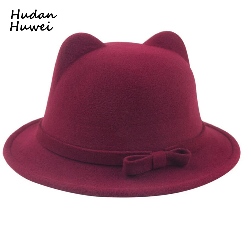 Hi-Q Wool Felt Animal Cat Ear Fedoras Trilby Hats with Bowknot Solid Cute Dome Formal Top Hat for Women Ladies Girls GH-832
Hi-Q Wool Felt Animal Cat Ear Fedoras Trilby Hats with Bowknot Solid Cute Dome Formal Top Hat for Women Ladies Girls GH-832