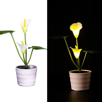 Solar LED Flower Pot Light Calla lily Flower Lights 2 LED Artificial Lily Pot Flower Bonsai LED Lamp Home Bedroom Desk Lamps
Solar LED Flower Pot Light Calla lily Flower Lights 2 LED Artificial Lily Pot Flower Bonsai LED Lamp Home Bedroom Desk Lamps