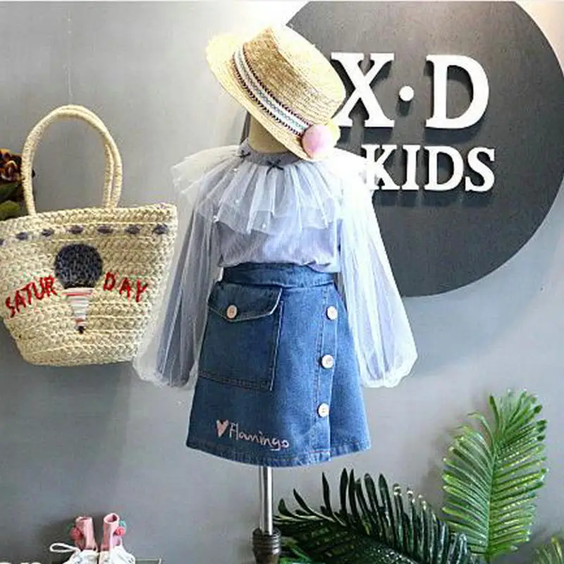 Girls Set Mesh Tops and Skirts 2pcs 2018 Spring New Fashion Denim Skirt for Girls Baby Girl Clothes Tutu Skirt Child Cute Suit
Girls Set Mesh Tops and Skirts 2pcs 2018 Spring New Fashion Denim Skirt for Girls Baby Girl Clothes Tutu Skirt Child Cute Suit