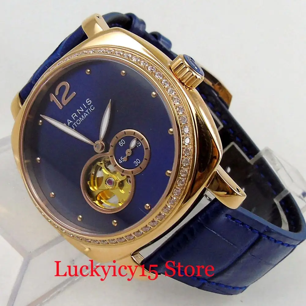 Luxury Special Design Gold Case Automatic Men's Watch Blue Hollow Dial With Blue Strap 39mm Self Winding Watch
Luxury Special Design Gold Case Automatic Men's Watch Blue Hollow Dial With Blue Strap 39mm Self Winding Watch