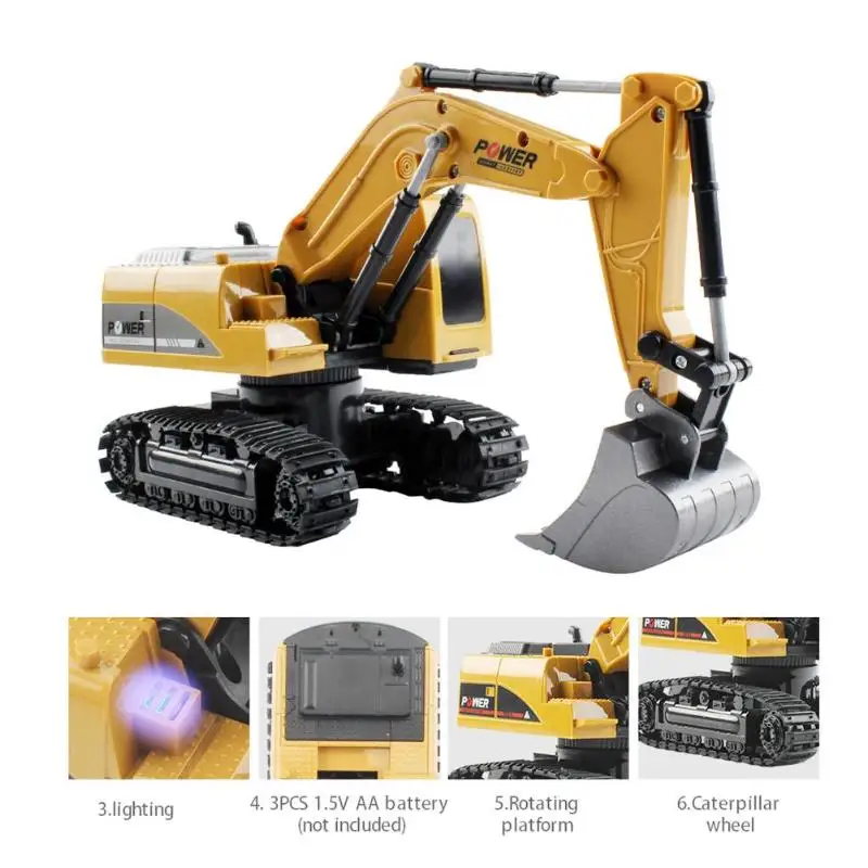 6 Channel Alloy RC Truck Excavator Remote Control Simulation Crawler Toys with Light and Sound
6 Channel Alloy RC Truck Excavator Remote Control Simulation Crawler Toys with Light and Sound