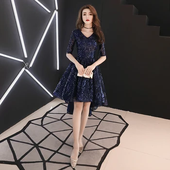 2020 Asymmetrical Evening Dresses Navy Blue V Neck Sequined Robe De Soiree Women Party Gowns Prom Dresses Abiye LF258
2020 Asymmetrical Evening Dresses Navy Blue V Neck Sequined Robe De Soiree Women Party Gowns Prom Dresses Abiye LF258
