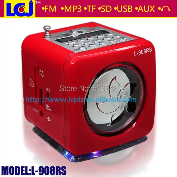 Фото Wholesale by Fedex/DHL/UPS factory price L-908RS portable mini speaker with FM radio LED flashlight support TF/ SD/USB/AUX | Электроника