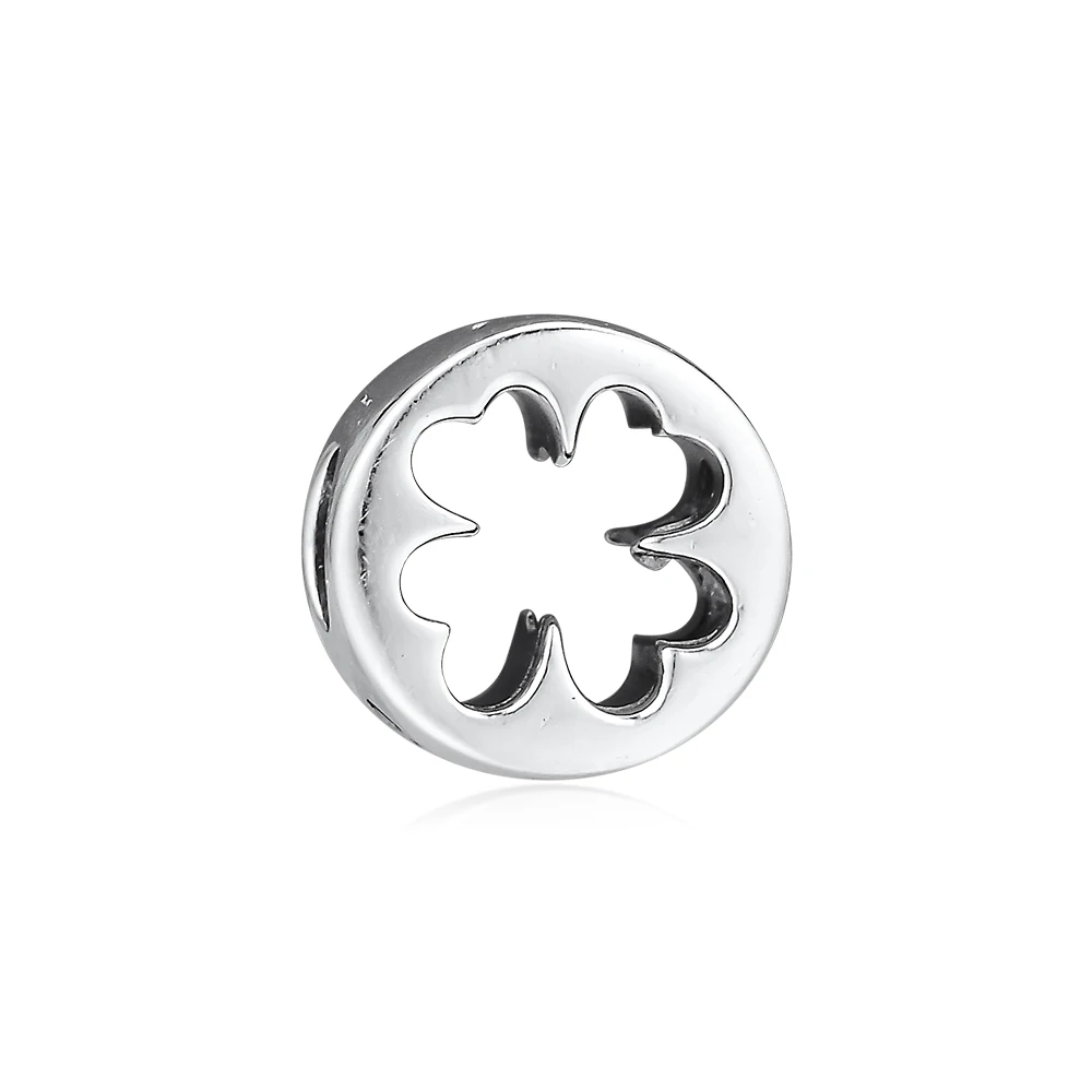 Pandulaso Summer Beads Lucky Four-Leaf Clover Cut Out Fits Original Charms Bracelets For Woman DIY Sterling Silver Jewelry Bead