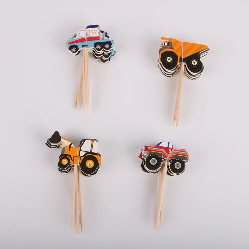 24 Pcs Navy Techniek Voertuig Topper Voor Jongen Verjaardag