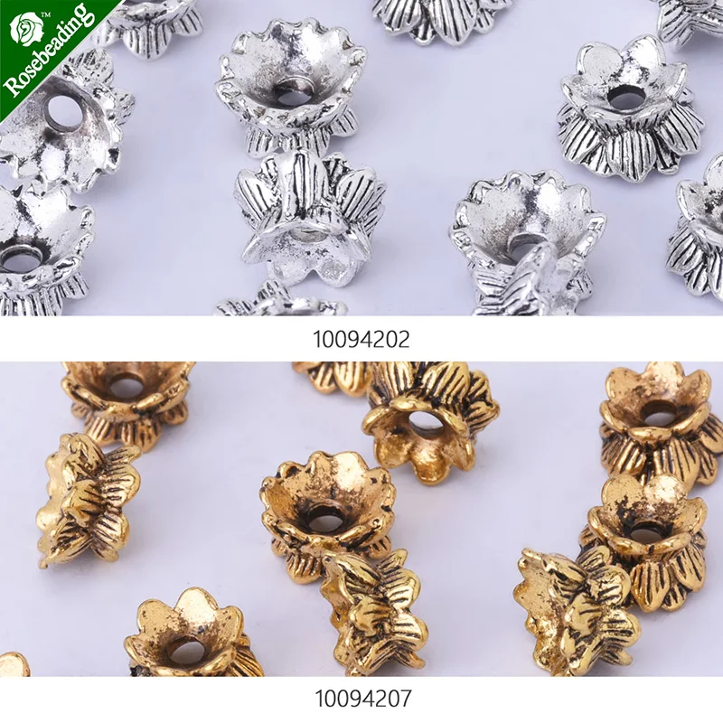 

50pcs 6x10mm lotus flower vintage beads cap,filigree beads cap,end cap,flower spacer metal beads