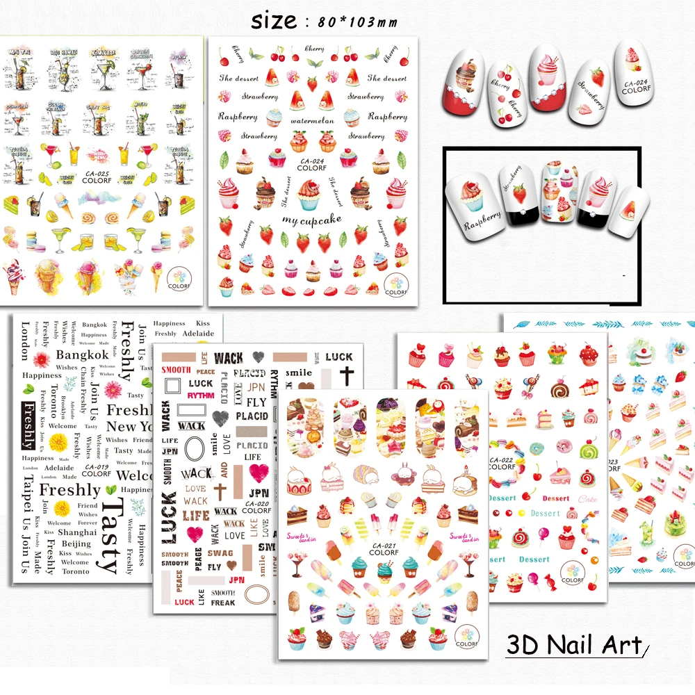 1Sheets Summer Candy Cake Colorful Sea Nail Art Decoration Stickers Temporary Tattoos 3D Adhesive Manicure Decals TRCA019-027
1Sheets Summer Candy Cake Colorful Sea Nail Art Decoration Stickers Temporary Tattoos 3D Adhesive Manicure Decals TRCA019-027