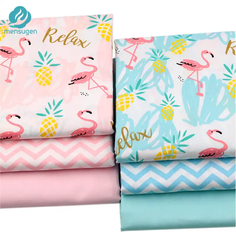 Half Meter Start Flamingo Pineapple Chevron Stripes Cotton Fabrics