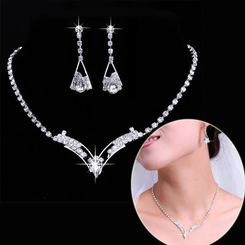 Rinhoo Fashion Necklace Earrings Jewelry Sets Silver Color Crystal Rhinestones Wedding Engagement Bride Jewelry For Women Sets
Rinhoo Fashion Necklace Earrings Jewelry Sets Silver Color Crystal Rhinestones Wedding Engagement Bride Jewelry For Women Sets