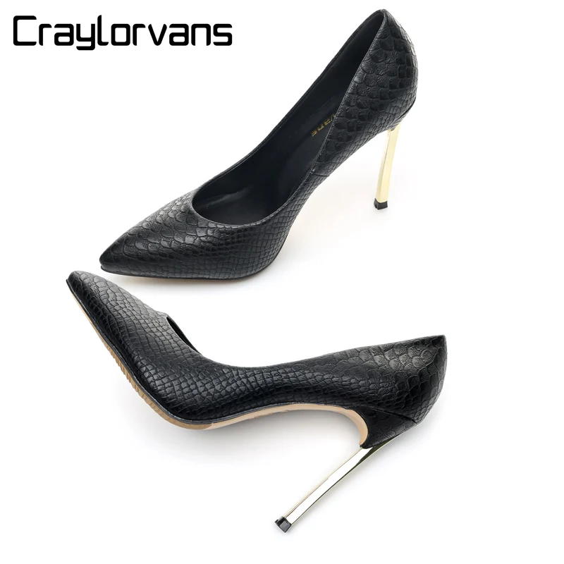 Craylorvans 12/10/8CM Women Stiletto High Heels Ladies Sexy Black Snake Metal Heels Pointed Toe Pumps Comfortable Dress Shoes
Craylorvans 12/10/8CM Women Stiletto High Heels Ladies Sexy Black Snake Metal Heels Pointed Toe Pumps Comfortable Dress Shoes