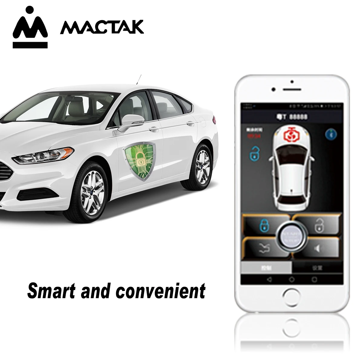 MACTAK Mobile phone control keyless entry alarm system compatible with ios and android phone car system remote Smart
MACTAK Mobile phone control keyless entry alarm system compatible with ios and android phone car system remote Smart