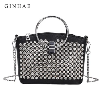 Hot Sale Rivet Women Bag Famous Brand Metale Top Handle Fashion Diamonds Woven Leather Handbags Chain Shoulder Crossbody Bags
Hot Sale Rivet Women Bag Famous Brand Metale Top Handle Fashion Diamonds Woven Leather Handbags Chain Shoulder Crossbody Bags