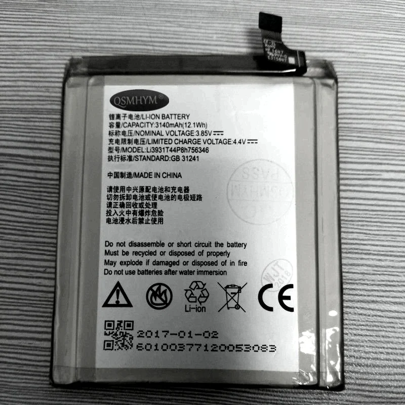 QSMHYM Brand New Li3931T44P8H756346 3.85V 3140mAh Battery For ZTE Axon 7 5.5 Inch A2017
QSMHYM Brand New Li3931T44P8H756346 3.85V 3140mAh Battery For ZTE Axon 7 5.5 Inch A2017