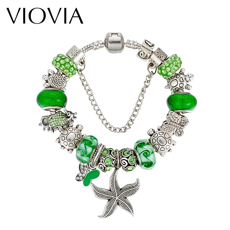 VIOVIA 2019 Brand Silver Color Starfish Charm Bracelets For Women Fine Green Crystal Beads Bracelet Original DIY Jewelry B16053
VIOVIA 2019 Brand Silver Color Starfish Charm Bracelets For Women Fine Green Crystal Beads Bracelet Original DIY Jewelry B16053