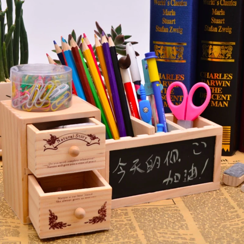 Wooden Creative Double Drawer With Blackboard Penholder Office Home Desktop With Message Board storage Box Organizer
Wooden Creative Double Drawer With Blackboard Penholder Office Home Desktop With Message Board storage Box Organizer
