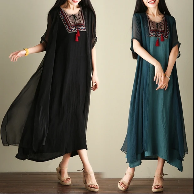Women Dress Plus Size Vintage Summer Chinese style Embroidery Printing Female Shawl Elegant Casual Two-Piece Suit Dress WS72
Women Dress Plus Size Vintage Summer Chinese style Embroidery Printing Female Shawl Elegant Casual Two-Piece Suit Dress WS72