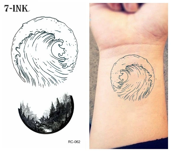 Water Transfer fake tatto Black and white spray forest tree hill sun tattoo Waterproof Temporary flash tatoo for woman man
Water Transfer fake tatto Black and white spray forest tree hill sun tattoo Waterproof Temporary flash tatoo for woman man