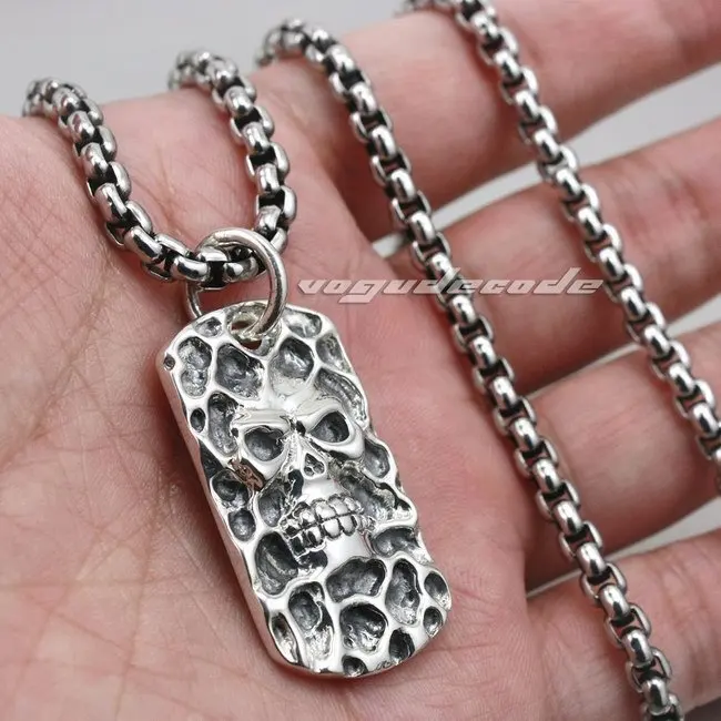 Solid 925 Sterling Silver Skull Dog Tag Mens Biker Pendant 8C004A(Necklace 24inch)
Solid 925 Sterling Silver Skull Dog Tag Mens Biker Pendant 8C004A(Necklace 24inch)