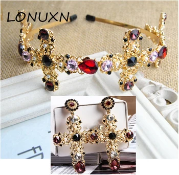 2018 new Baroque retro high-grade cross Colorful Crystal hairpin Bridal headdress hair bands women Accessories gold Jewelry Sets
2018 new Baroque retro high-grade cross Colorful Crystal hairpin Bridal headdress hair bands women Accessories gold Jewelry Sets